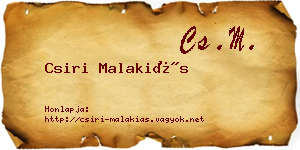 Csiri Malakiás névjegykártya
